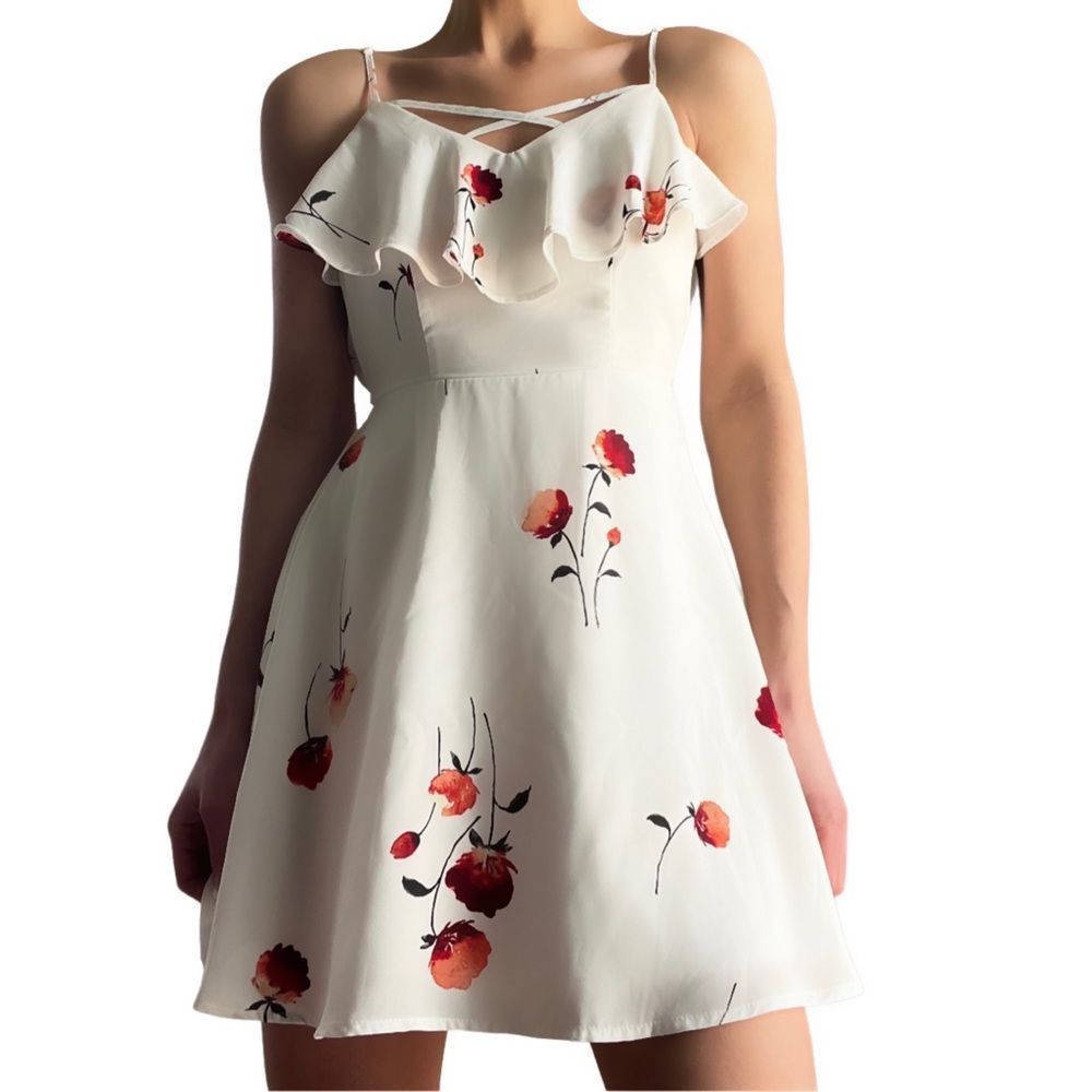 White Sundress Floral Print Francescas NWT S